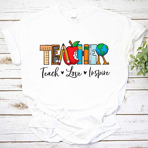 Teacher Shirt Back to School Teacher Gift Teach Love Inspire Shirt Kindergarten Teacher Gift Teacher Shirt Back to School Teacher Gift Teach Love Inspire Shirt Kindergarten Teacher Gift