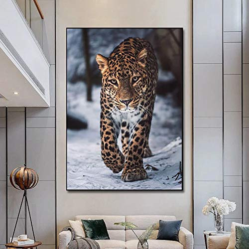 N ? Canvas Decorative Painting Cool Leopard Pictures Posters and Prints Wildlife Painting On Canvas Animal Wall Art for Living Room Decor Picture Home Decoration gifts-16x24inch