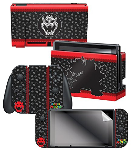 Controller Gear Nintendo Switch Skin & Screen Protector Set, Officially Licensed By Nintendo - Super Mario Evergreen "Bowser Silhouette" - Nintendo Switch