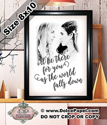 Shimmery Metallic I_ll Be There For You As The World Falls Down Labyrinth David Bowie Modern Art Deco Framed Art Print Size 8x10 Black Frame