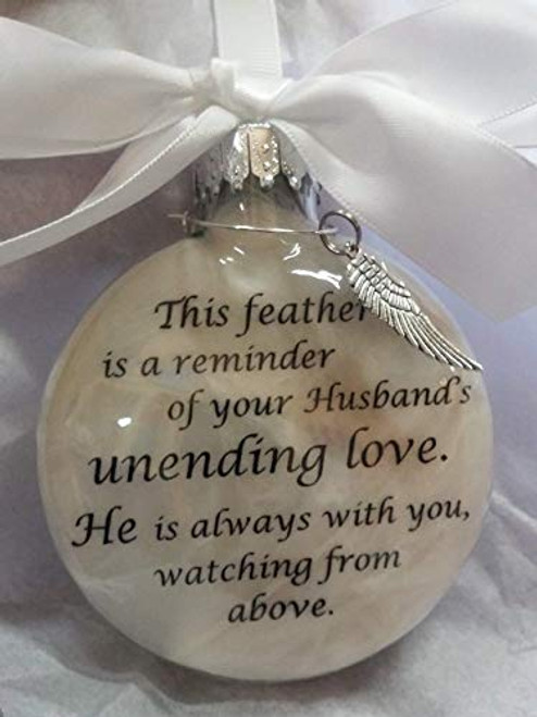 Memorial Christmas Ornament Husband_s Unending Love with Feather from an Angel Wing Charm Memorial Christmas Ornament Husband_s Unending Love with Feather from an Angel Wing Charm