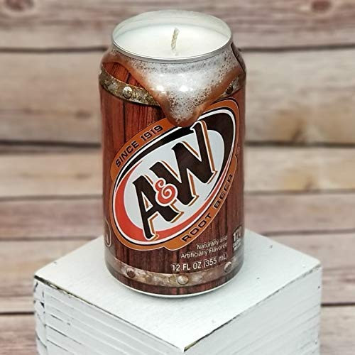 A and W Root Beer Soda Pop Can Soy Candle with Root Beer Scent