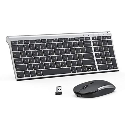 Rechargeable Wireless Keyboard Mouse Combo  Jelly Comb 2.4GHz Ultra Slim Compact Full Size Wireless Keyboard Mouse for Laptop  PC  Desktop Computer  Windows OS