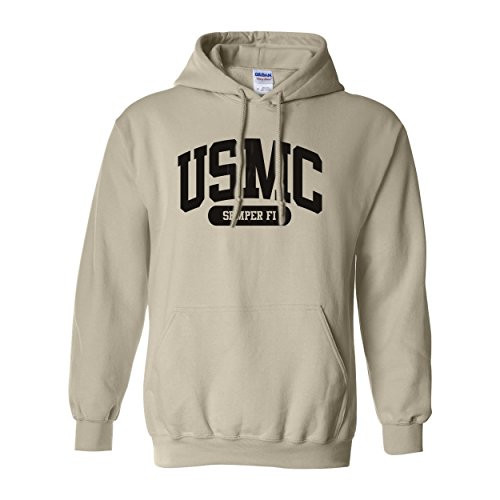 USMC Semper Fi Marines Hooded Sweatshirt in Sand - Medium