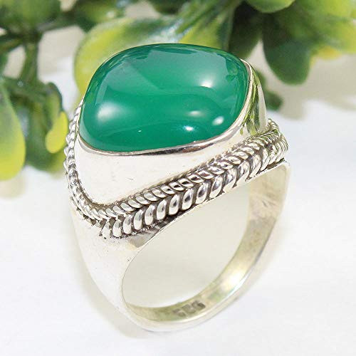 Solid 925 Sterling Silver Rings for Women  and  Girls  Sterling Silver Green Onyx Ring Dome Mothers Day Gift  Bridesmaid Gift  Handmade Jewelry
