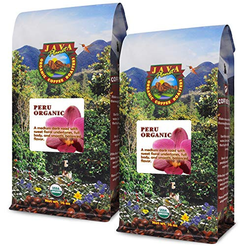Java Planet  Organic Coffee Beans  Peru Single Origin  Gourmet Medium Dark Roast of Arabica Whole Bean Coffee  Certified Organic and Fair Trade  Grown at High Altitudes 21lb bags