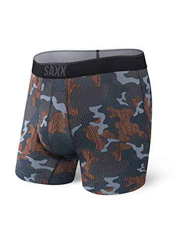 Saxx Underwear Men_s Boxer Briefs  Quest Men s Underwear  Boxer Briefs with Built-in Ballpark Pouch Support Navy Wood Grain Camo Medium