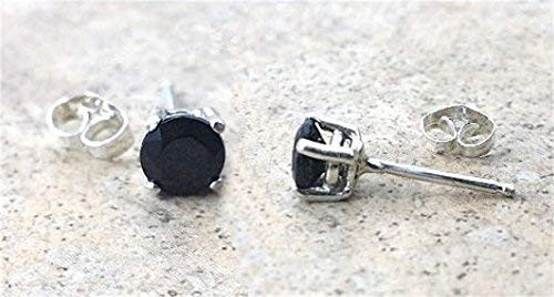 Black Onyx stud earrings - Genuine Black Onyx 5mm faceted stud earrings in Sterling Silver