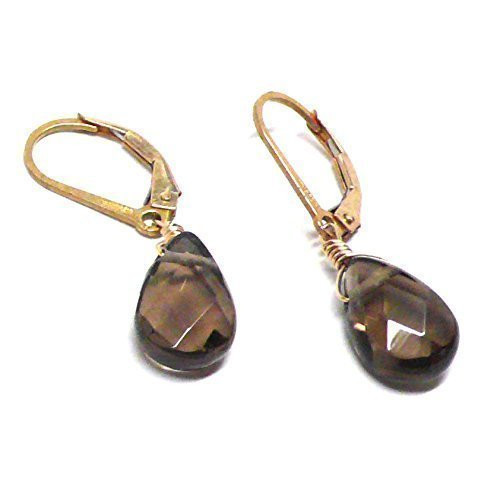 Smoky Quartz Briolette Gold-Filled Lever Back Earrings Custom Smoky Quartz Briolette Gold-Filled Lever Back Earrings Custom
