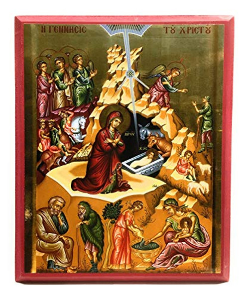 Wooden Greek Orthodox Christian Icon The Nativity of Jesus Christ Christmas 9inch x 11inch MDF Wooden Greek Orthodox Christian Icon The Nativity of Jesus Christ Christmas 9inch x 11inch MDF