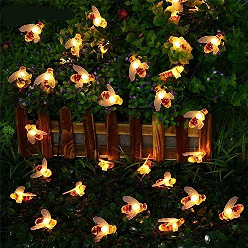 L.T LIGHTS Solar Lights String - 6.5m 30LEDs Honey Bee Outdoor String Lights Solar Powered Fairy Lights Waterproof for Outdoor Garden Fence Summer Night Decoration