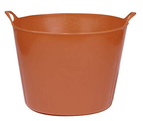 Little Giant Poly Rubber FlexTub Bucket -Red- Ultra Durable  and  Versatile Plastic Synthetic Farm Tub -11 Gallons- -Item No. FT11RED-