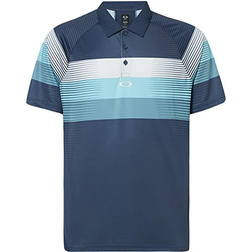 Oakley Men_s Color Block Graphic Polo  Foggy Blue  XS