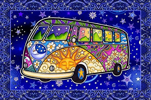 Psychedelic Tour Bus Tapestry by Dan Morris  40inch X60inch