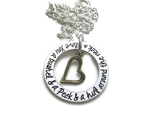 Bushel and A Peck - I Love You A Bushel And A Peck And A Hug Around The Neck With Slanted Bronze Heart Charm - Hand Stamped Jewelry - Personalized Jewelry Bushel and A Peck - I Love You A Bushel And A Peck And A Hug Around The Neck With Slanted Bronze Heart Charm - Hand Stamped Jewelry - Personalized Jewelry