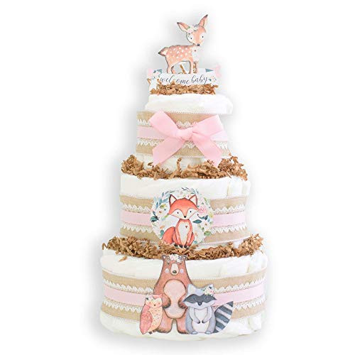 DIY Diaper Cake KIT - Baby Girl Blush Woodland - Not Assembled