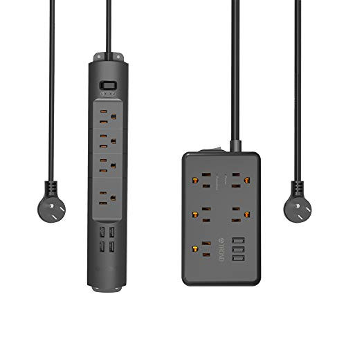 TROND Power Strip Surge Protector with USB Ports  Multiple Outlet Expansion  Low Profile Flat Plug  Wall Mountable  Black