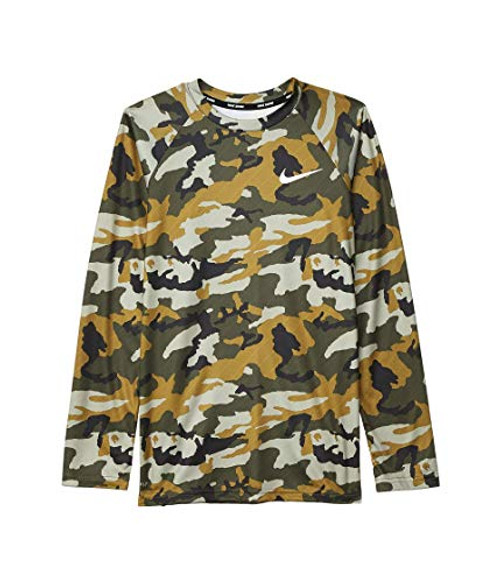 Nike Kids Boy_s Camo Long Sleeve Hydroguard -Little Kids Big Kids- Medium Olive XS -6X Little Kids-