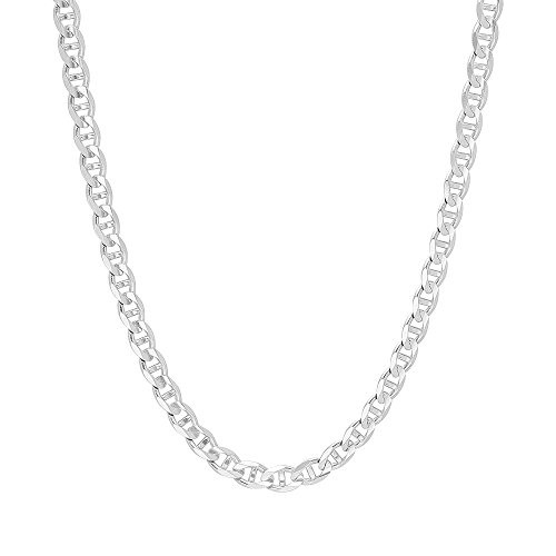 5mm .925 Sterling Silver Flat Mariner Link Anchor Chain Necklace -20inch -