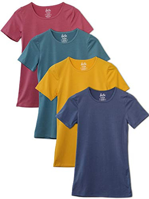 Kalon Women_s 4-Pack Crewneck T-Shirt Base Layer -X-Small Festival- Kalon Women_s 4-Pack Crewneck T-Shirt Base Layer -X-Small Festival-