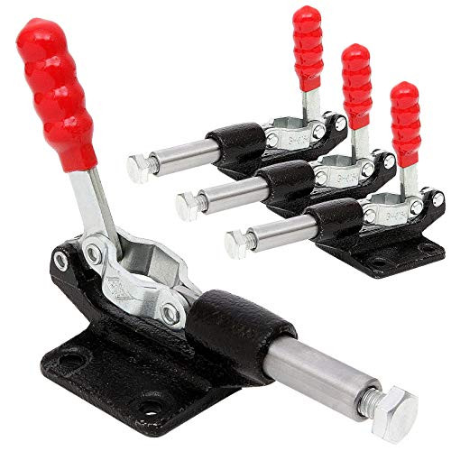 MAVENPICK 4 Pack 32MM Toggle Clamps  500Lbs Holding Capacity Plunger Stroke Push Pull  Metal Quick Release With Flange Base Plate for Welding  Woodworking  Mould and Machine Operation-GH-305C Clamps