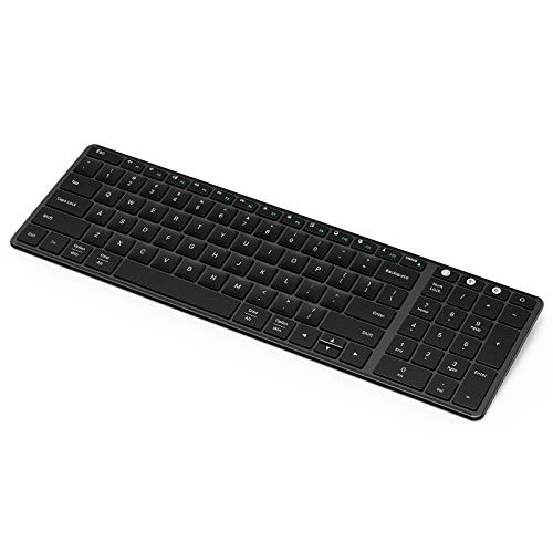 Multi Device Bluetooth Keyboard seenda Ultra Slim Mac Windows Layout Universal Wireless Keyboard  Easy Switch to 3 Devices  for Mac OS  Win8 10  Android  MacBook  Laptop  Computer  PC  Black
