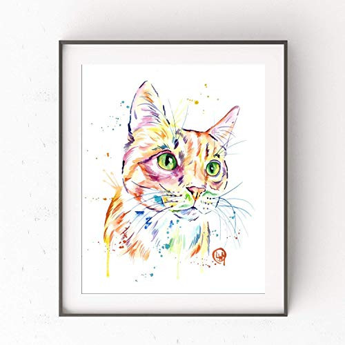 Orange Tabby Cat Art Print by Whitehouse Art - Cat Decor  Cat Gift for Cat Lovers  Pet Memorial Gift - Professional Print of Orange Tabby Cat Original Watercolor - Cat Mom - 5 Sizes