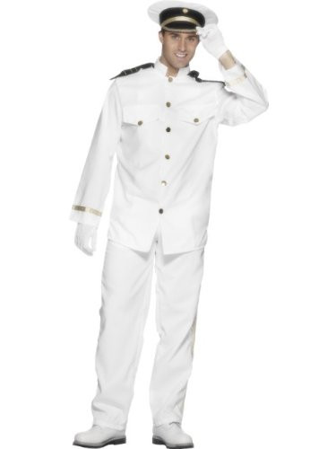 Smiffys mens Captain Costume  White  XL - US Size 46inch -48inch