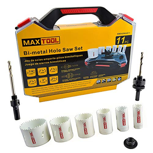 MaxTool Electrician Hole Saw Kit Cobalt HSS M42 Bi-Metal Holesaw Kit 44mm Deep Cut Metal Hole Saw Kit Bimetal BMS42W44E11 MaxTool Electrician Hole Saw Kit Cobalt HSS M42 Bi-Metal Holesaw Kit 44mm Deep Cut Metal Hole Saw Kit Bimetal BMS42W44E11