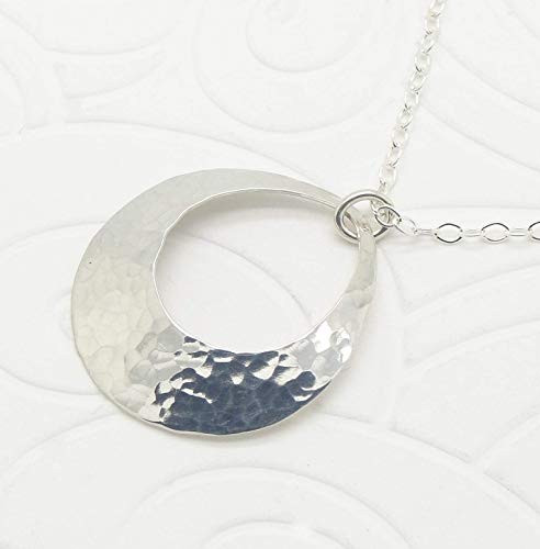 Medium 1 Inch Hammered Sterling Silver Peephole Necklace
