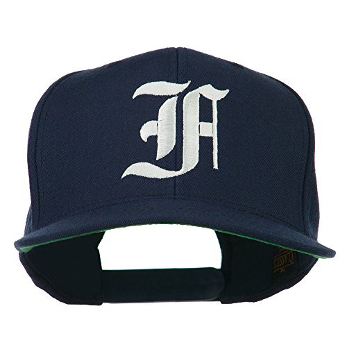 e4Hats.com Old English F Embroidered Flat Bill Cap - Navy OSFM