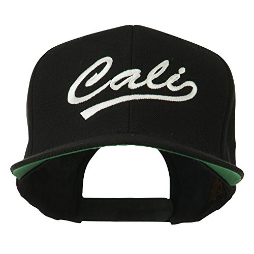 e4Hats.com Cali Embroidered Flat Bill Cap - Black OSFM