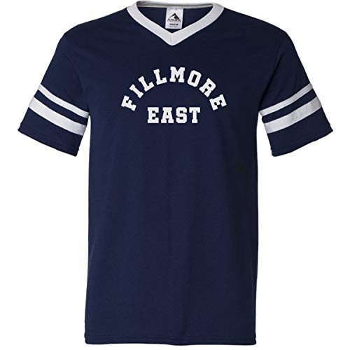 Fillmore East Pigpen Jersey T-Shirt - Inspired Vintage Tribute - The Church of Rock-n-roll NYC Lower East Side - Bill Graham -Navy - White  X-Large-
