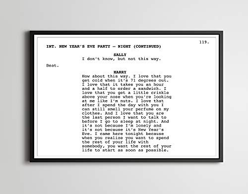 When Harry Met Sally Screenplay POSTER -up to 24inch  x 36inch - - Minimalist - Movie - Film