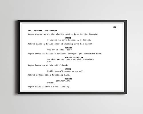 BATMAN BEGINS Screenplay POSTER -up to 24inch  x 36inch - - Film - Movie - Writing - Alfred - Bruce Wayne - Why Do We Fall - Inspirational - Art