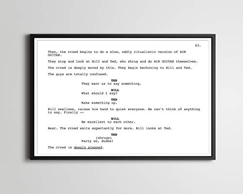 Bill  and  Ted_s Excellent Adventure Screenplay POSTER -up to 24inch  x 36inch - - Minimal - Film - Script - Keanu Reeves - Alex Winter - 1980_s - Art
