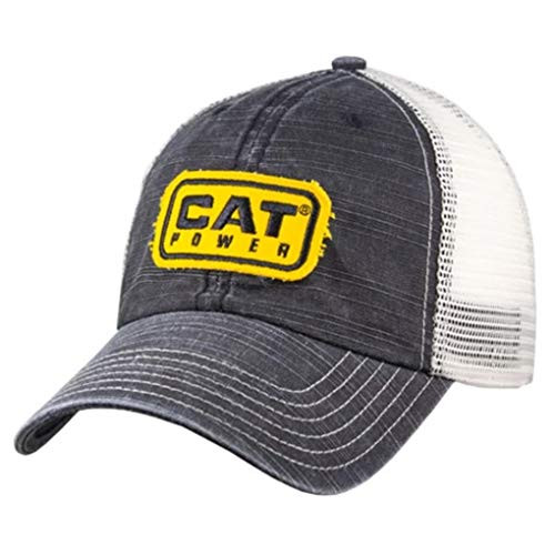 Caterpillar CAT Equipment CAT Power Black  and  Stone Retro Mesh Snapback Cap Hat