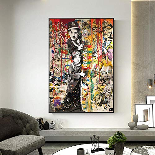 ZCFDXXH Modern Graffiti Wall Art Canvas Painting Abstract Portrait Posters and Print Pictures for Living Room Home Decor-50x70cm?no Frame?