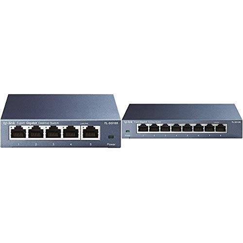 TP-Link 5 Port Gigabit Ethernet Network Switch -TL-SG105-  and  8 Port Gigabit Ethernet Network Switch -TL-SG108-