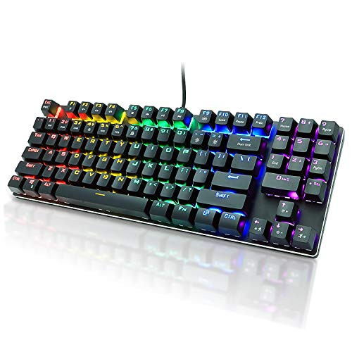 SHAVA TKL Mechanical Gaming Keyboard  Special 89 Keys Layout Keyboard with Numeric Keys  100 Percent  Anti-Ghosting  RGB LED Rainbow Backlit  Tenkeyless Keyboard for Windows PC Mac Games -Brown Switch-