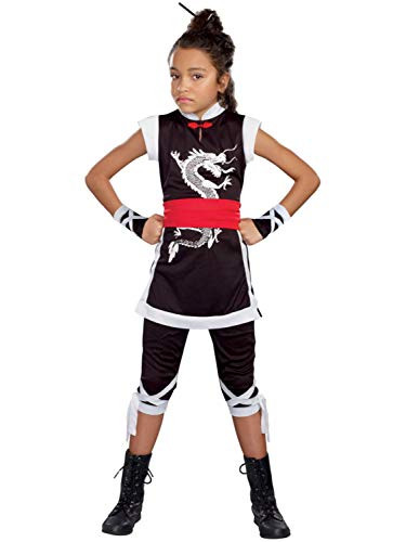 Girls Black  and  White Dragon Kung Fu Cutie Halloween Costume Medium 8 10