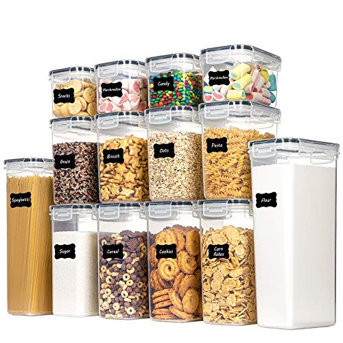 Chefstory Airtight Food Storage Containers Set  14 PCS Kitchen Storage Containers with Lids for Flour  Sugar and Cereal  Plastic Dry Food Canisters for Pantry Organization and Storage