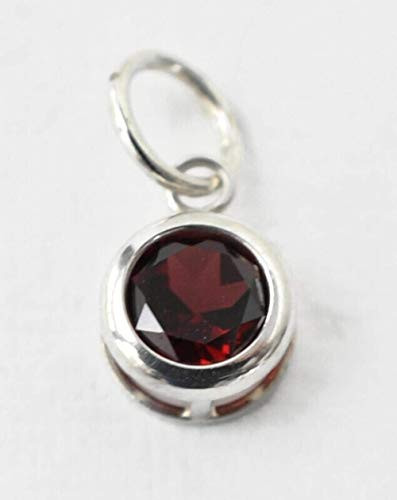 Small Genuine Garnet Charm Pendant in Sterling Silver - January Birthstone - DIY Jewelry Making - Birthday Gifts for Women