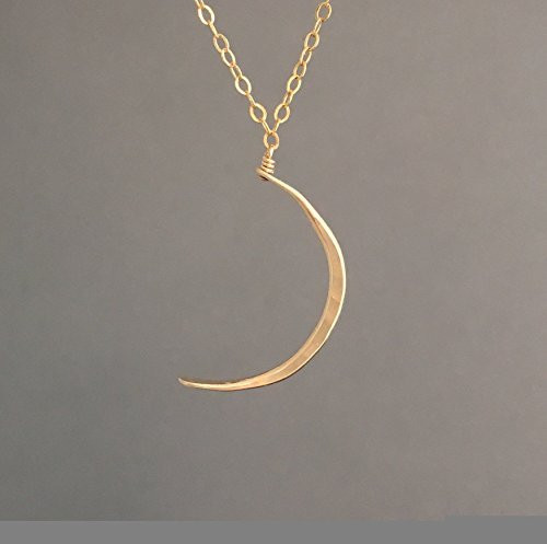 SMALL Gold Fill Hammered Crescent Moon 