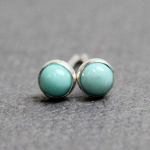 Tiny 3mm Turquoise Stud Earrings Sterling Silver