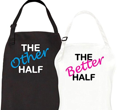 Couples Gifts - Half / Better Half Couple Aprons Set His Hers Wedding, Bridal Shower Anniversary Gift By Let the Fun Begin
