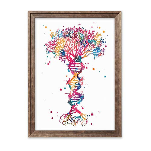 DNA Tree of Life Watercolor Art Print Medical Symbol Wall Art DNA Double Helix Modern Home Decor Biology Wall Decor Medical Science Gift Dna Tree Wall Art