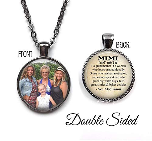 Personalized Custom Photo Double Sided Mimi Necklace or Key Chain - Dictionary Definition Photo Pendant Charm  4 Metal Finishes