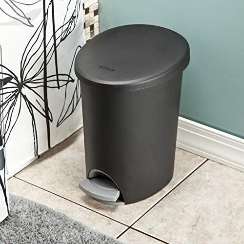 Sterilite 10819002 2.6 Gallon 9.8 Liter Ultra StepOn Wastebasket  Black Lid  and  Base w  Titanium Pedal  and  Liner  2-Pack