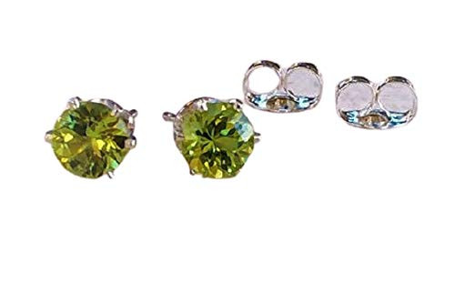 Green Peridot Gemstone Stud Earrings - Sterling Silver - August Birthstone - Jewelry Gift For Women